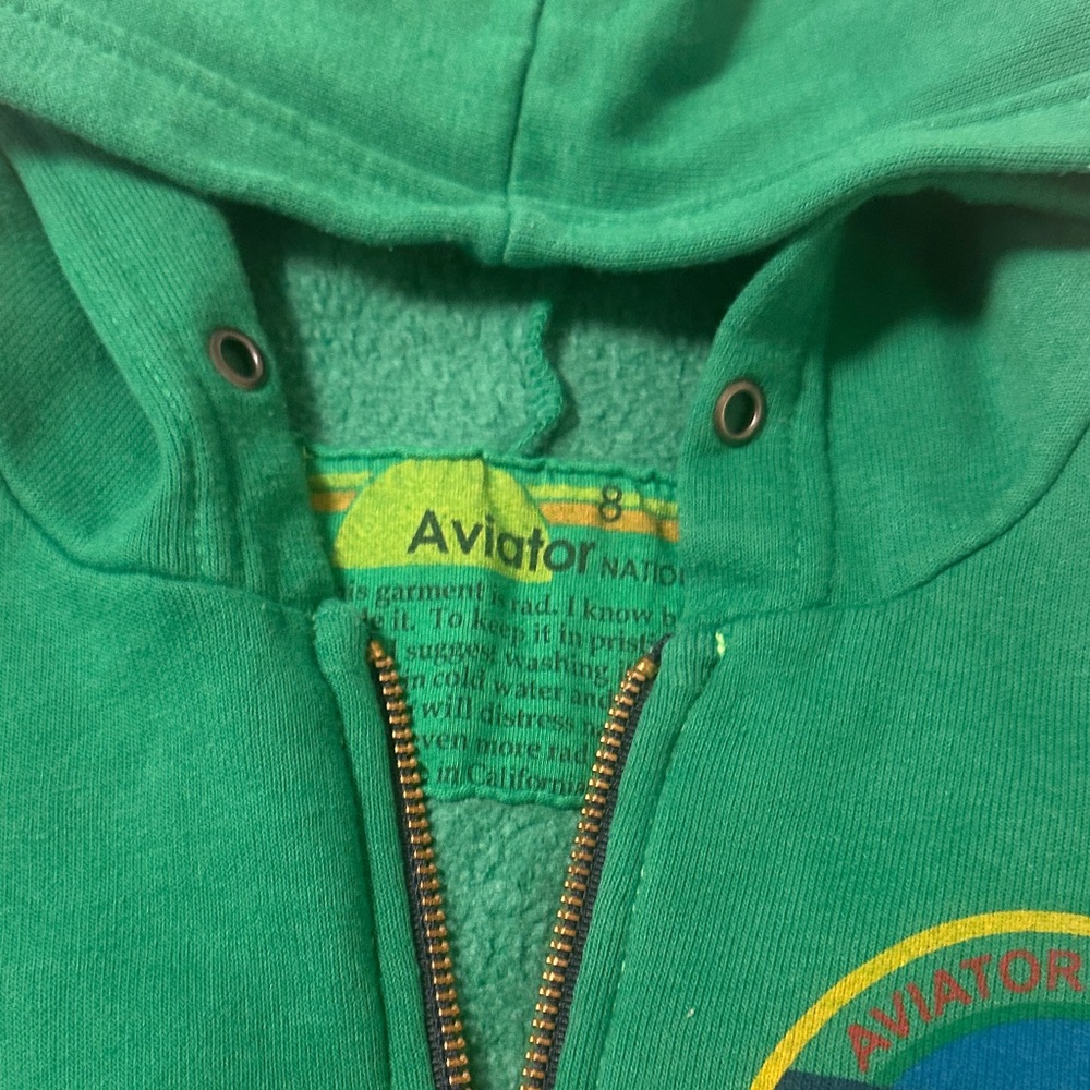 Avirex Green Kids Hoodie with Colorful Logo - Picture 2 of 3